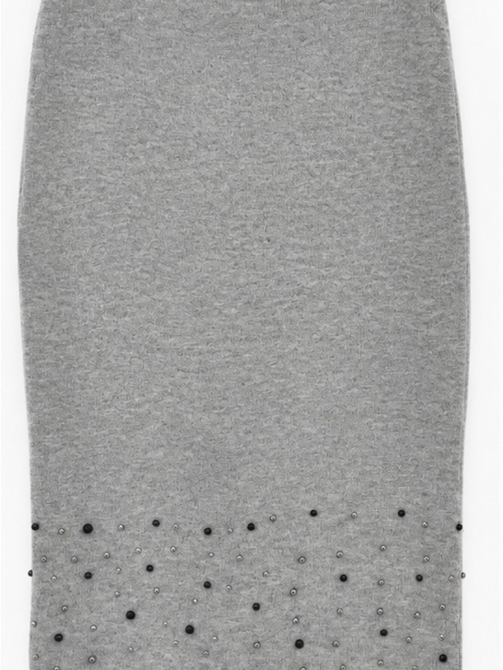 Better Be Gray Bead-Embellished Pencil Skirt